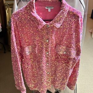White Birch Pink Sequin Top/jacket